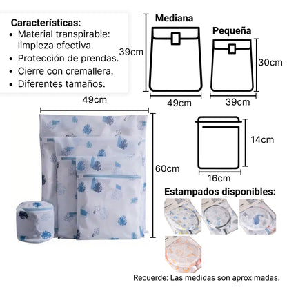 SET POR 4 UNIDADES BOLSA PARA LAVADO POLIESTER VARIOS COLORE