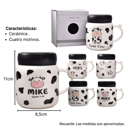 MUG EN CERAMICA POCILLO DE VACA DIM:8x12x11CM