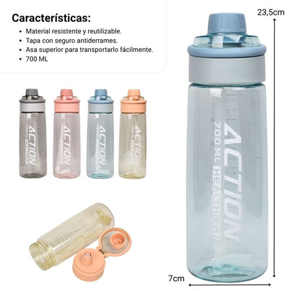 BOTELLA DE AGUA 800ML PLASTICO