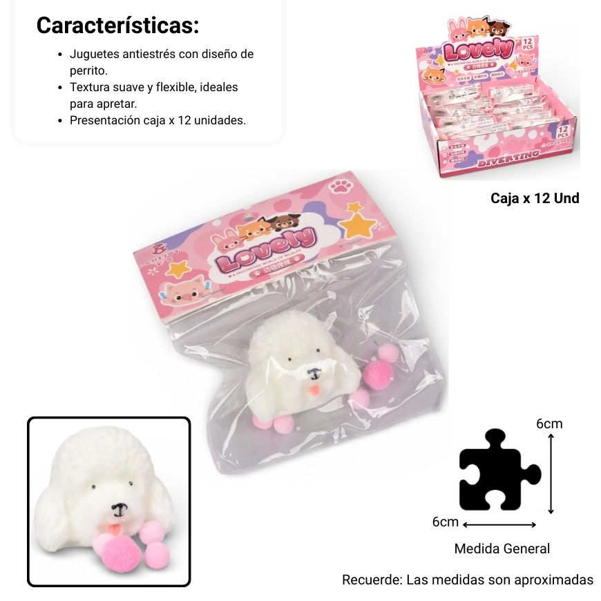 squishy anti estrés  forma perro elastico caucho dim:6x5x3