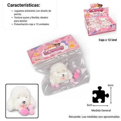 SQUISHY ANTI ESTRÉS  FORMA PERRO ELASTICO CAUCHO DIM:6X5X3