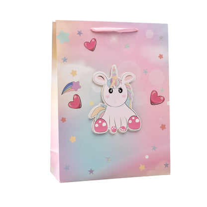 BOLSA REGALO EN PAPEL UNICORNIOS TAMAÑO GRANDE