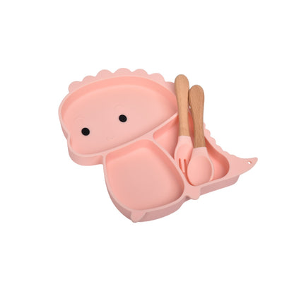 PLATO CON CUBIERTO SILICONA PARA NIÑOS DIM:23X18X2