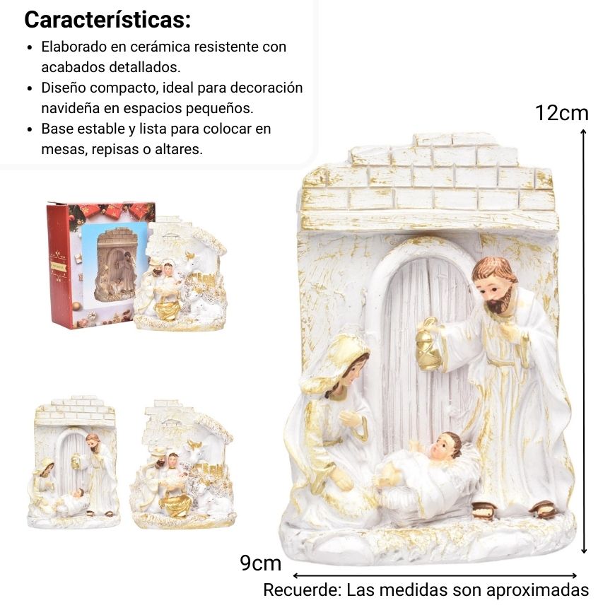 adorno figura de pesebre resina blanco dim:12x9x3