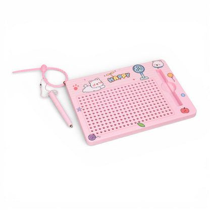 TABLERO MAGNETICO ROSADO CON LAPIZ PLASTICO Y METAL DIM:14X20
