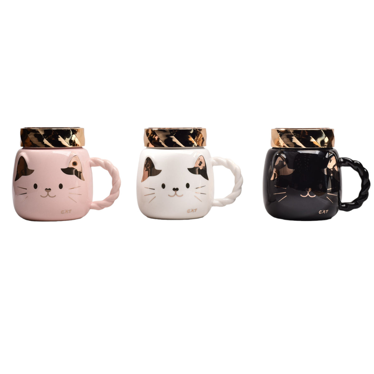 mug pocillo de gato con tapa ceramica