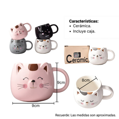 MUG POCILLO CERAMICA DISEÑO DE GATO DE 320ML DIM:8X13X8