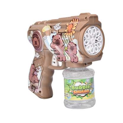 JUGUETE PISTOLA DE BURBUJAS DISEÑO CAPYBARA PLASTICO DIM:18X6X14