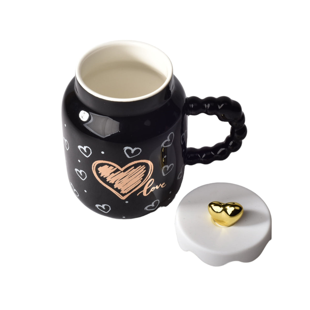 mug pocillo ceramica diseños de corazones con tapa