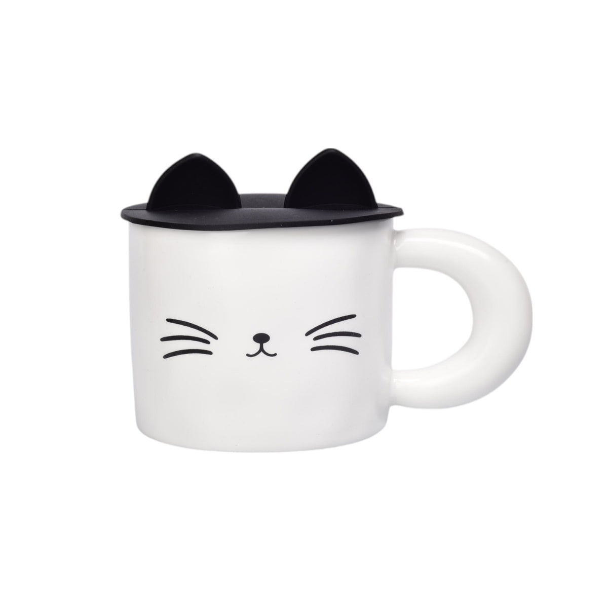 mug pocillo ceramica diseños de gato con tapa dim:9x9x7