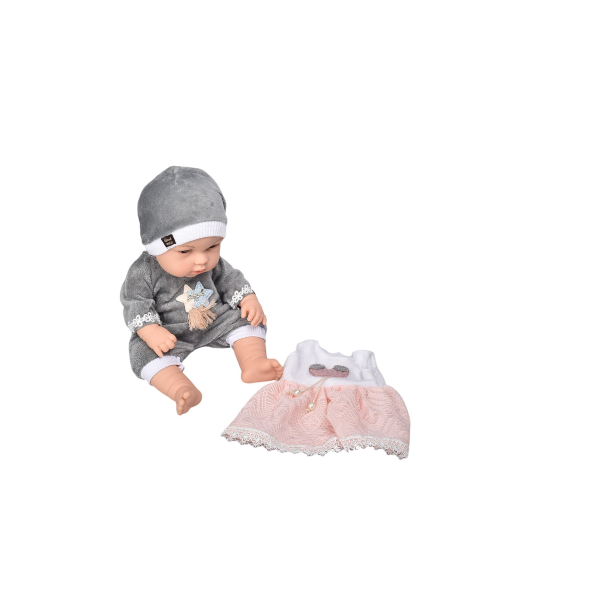 juguete bebe muñeca de caucho realista con accesorios dim:34x15x20