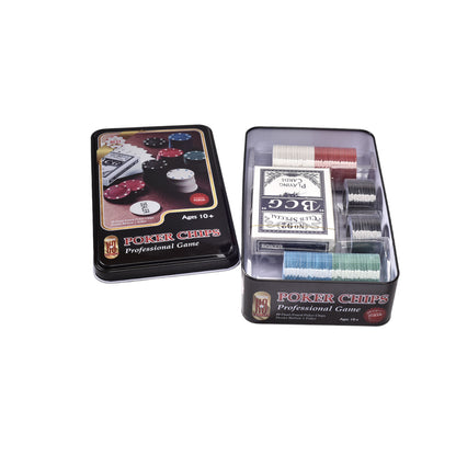 JUEGO DE POKER CON FICHAS Y CAJA DE METAL