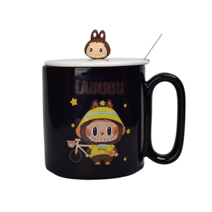 MUG POCILLO CERAMICA PERSONAJE CON TAPA DE 420ML