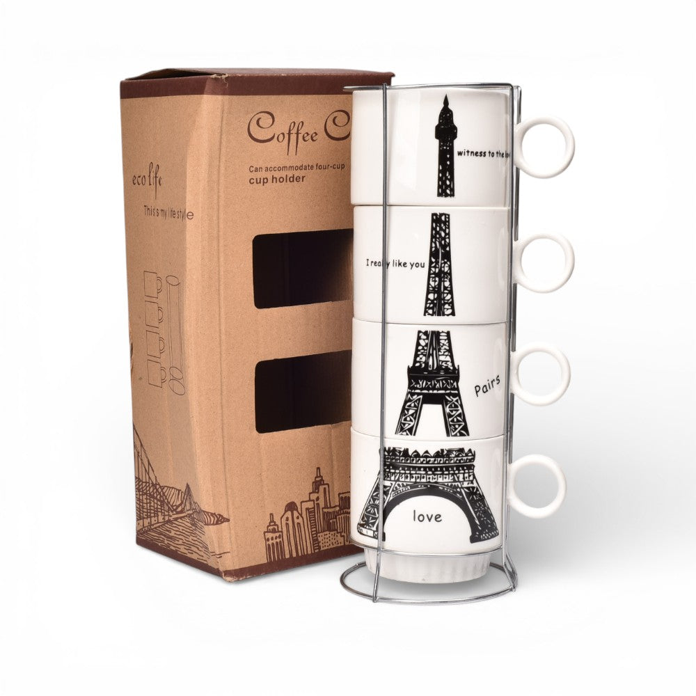 pocillo set 4pcs ceramica con base 250ml dim:8x8x7