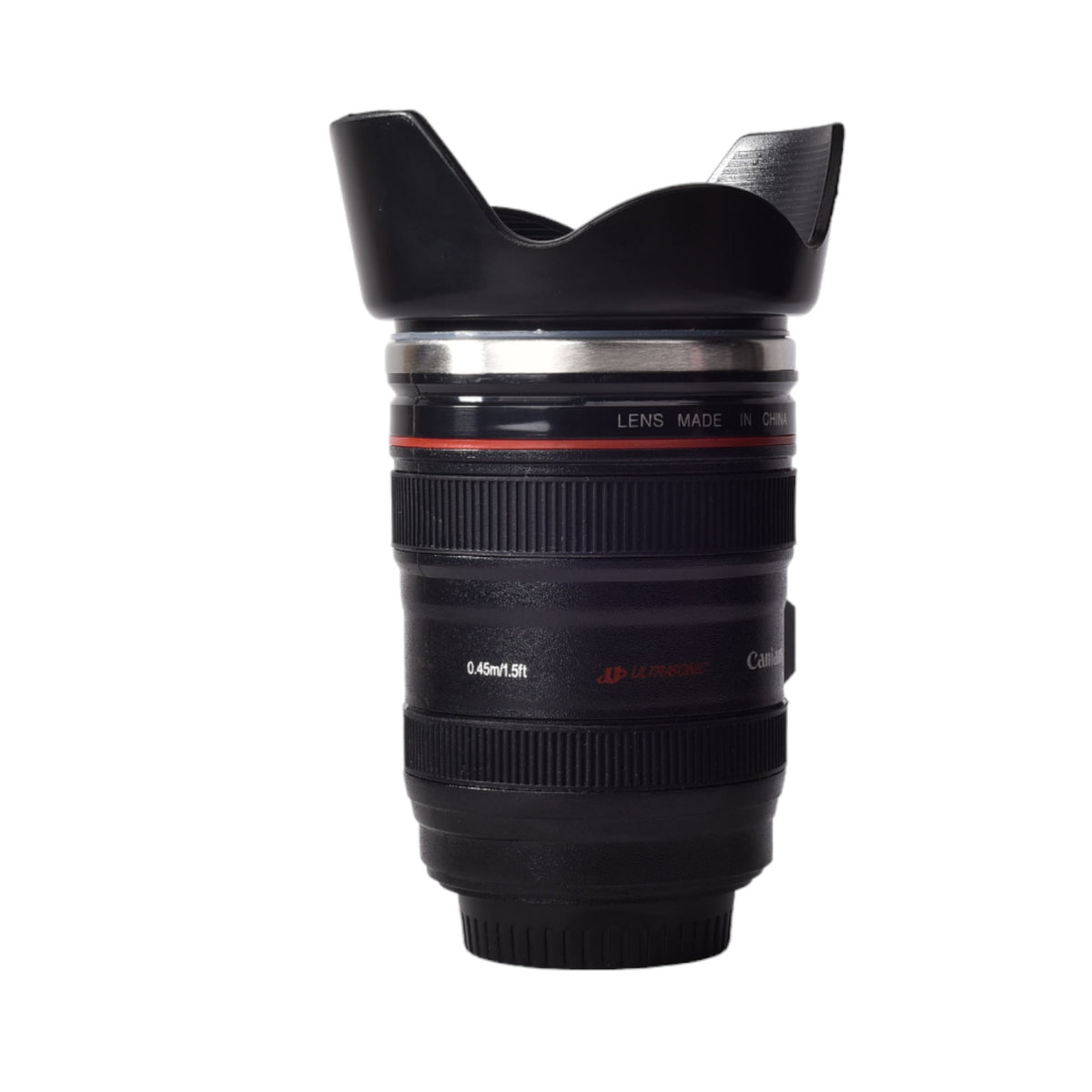 termo metalico 400ml negro forma lente camara mug vaso