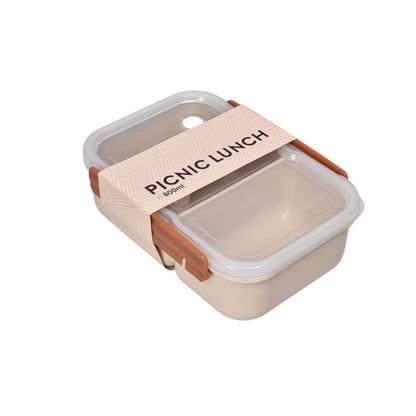 PORTACOMIDA PLASTICO CON CUBIERTO 1000ML DIM:19X12X6