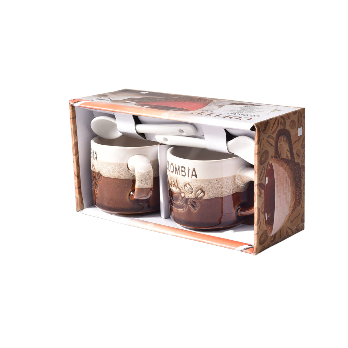 set 2pcs pocillos con cucharas  ceramica dim:5x5x5