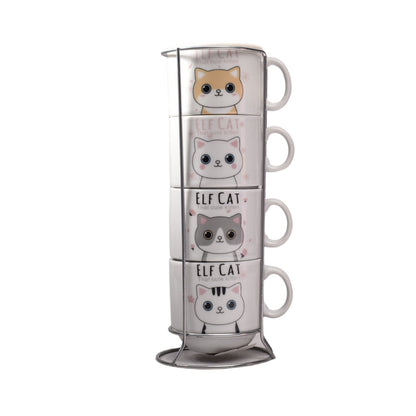 SET 4PCS POCILLOS CERAMICA CON BASE PEQUEÑO