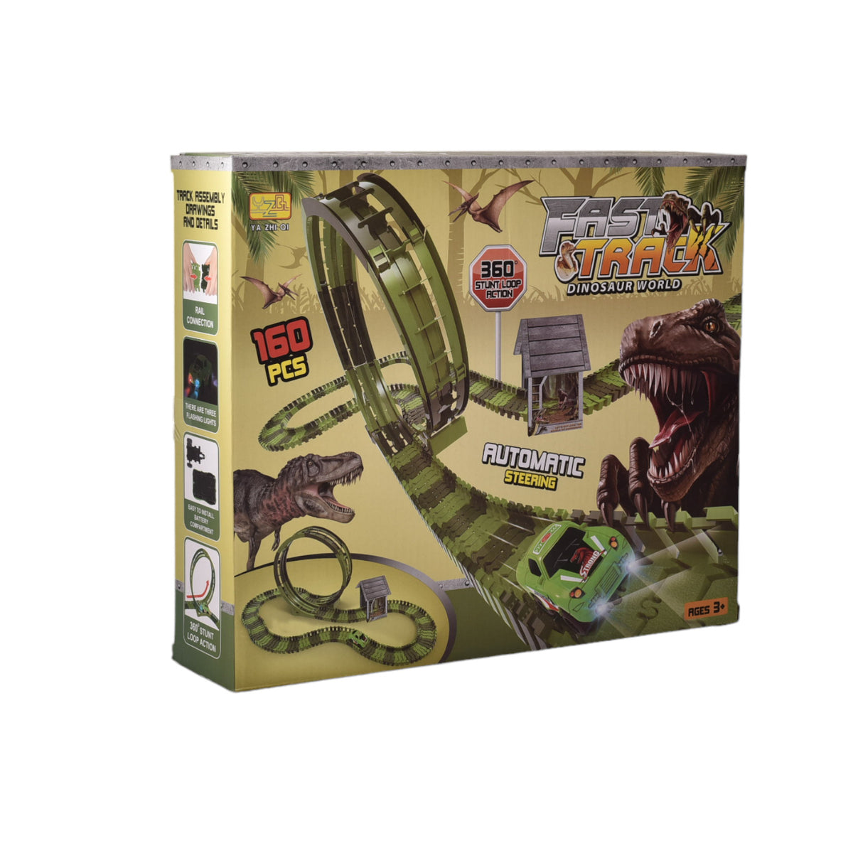 pista de carros flexible de dinosaurio