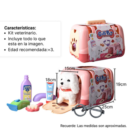 JUGUETE SET DOCTOR VETERINARIO ROSADO CON ACCESORIOS