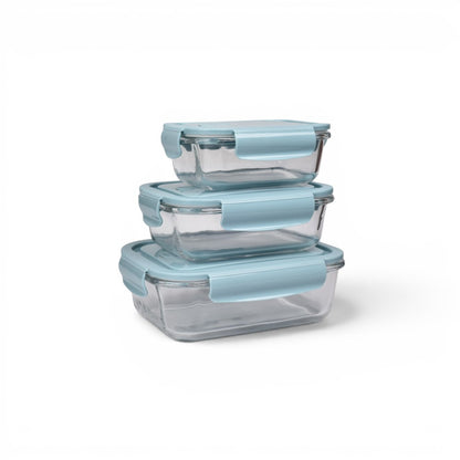 PORTACOMIDA SET 3PCS VIDRIO Y PLASTICO 400,700,1040ML