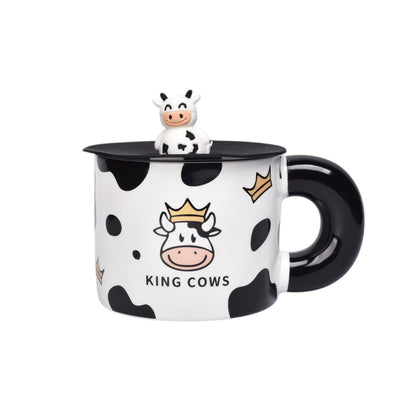MUG POCILLO CERAMICA DISEÑOS DE VACAS CON TAPA DIM:9X9X7