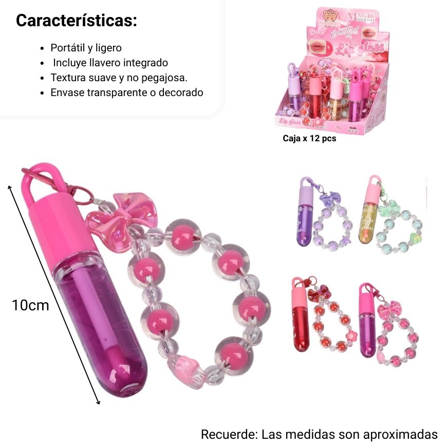 llavero con brillo plastico dim:10x2