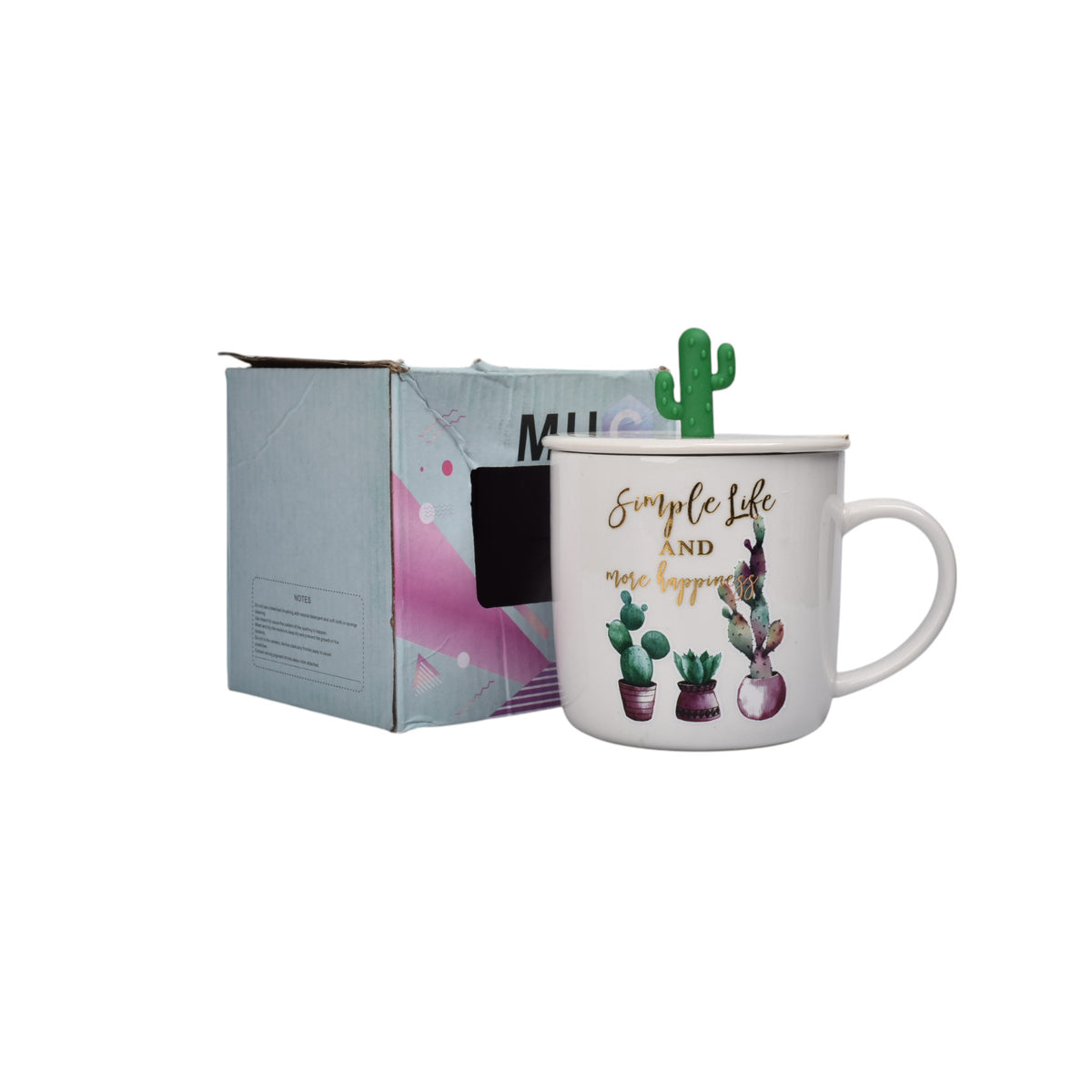 mug pocillo con tapa y  cuchara de ceramica diseño captus 380ml dim:9x9x8