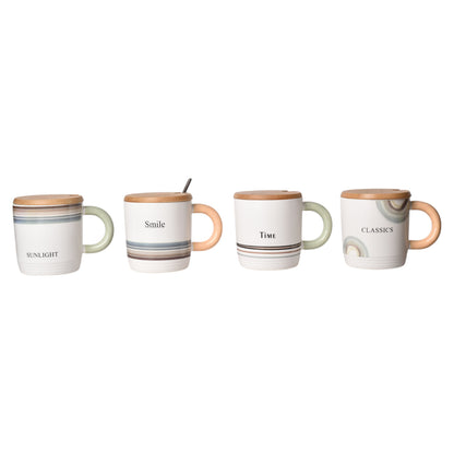 MUG POCILLO CERAMICA CON TAPA DE MADERA 380ML DIM:9*9*10