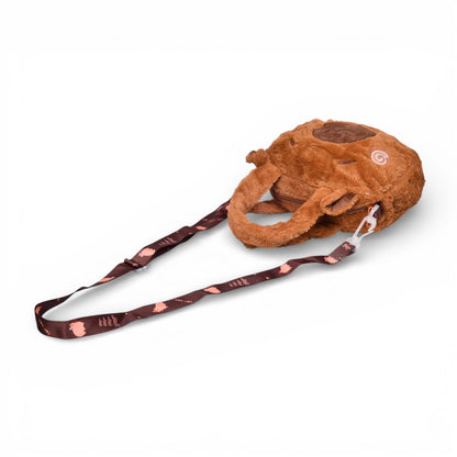 BOLSO CARTERA PERSONAJE CAFE POLIESTER PELUCHE DIM:20X14X3