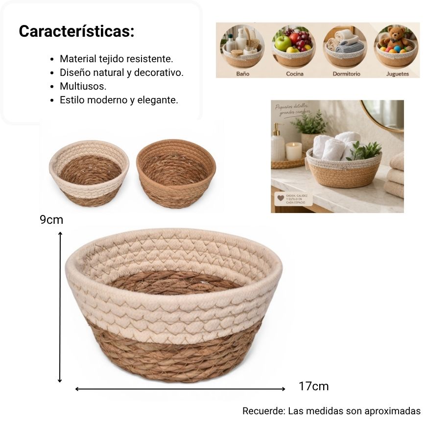 canasta organizadora doble color  dim:17x17x8