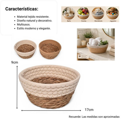CANASTA ORGANIZADORA DOBLE COLOR  DIM:17X17X8