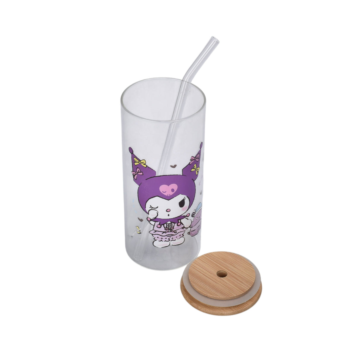 botella de vidrio 400ml transparente personaje dim:14x6