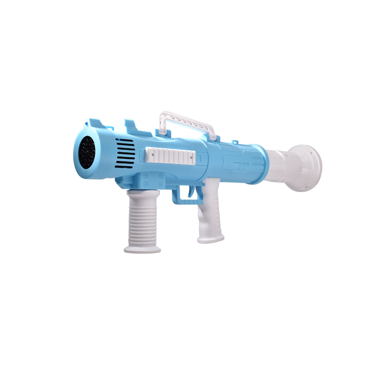 pistola de burbujas niño azul