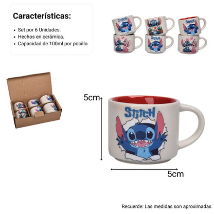 POCILLO SET X 6PZAS PERSONAJE 100ML DIM:5X5
