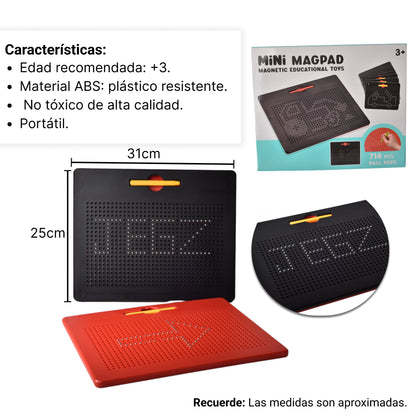 TABLERO MAGNETICO CON LAPIZ PLASTICO NEGRO Y ROJO DIM:32X26C