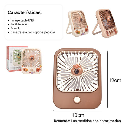 VENTILADOR CUADRADO PLASTICO RECARGABLE DIM:12X10X3