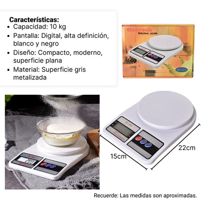 GRAMERA BALANZA PESA DIGITAL PLASTICO COLOR BLANCO DIM:15*22