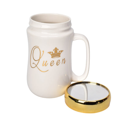 MUG POCILLO CERAMICA CON TAPA ESPEJO 450ML DIM:14X7