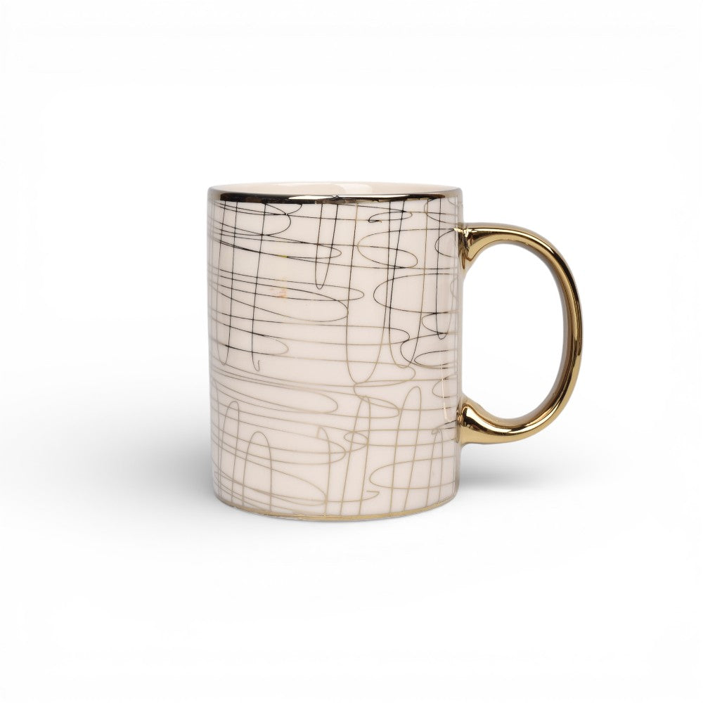 mug pocillo ceramica oreja dorada diseño dim:8x8x9