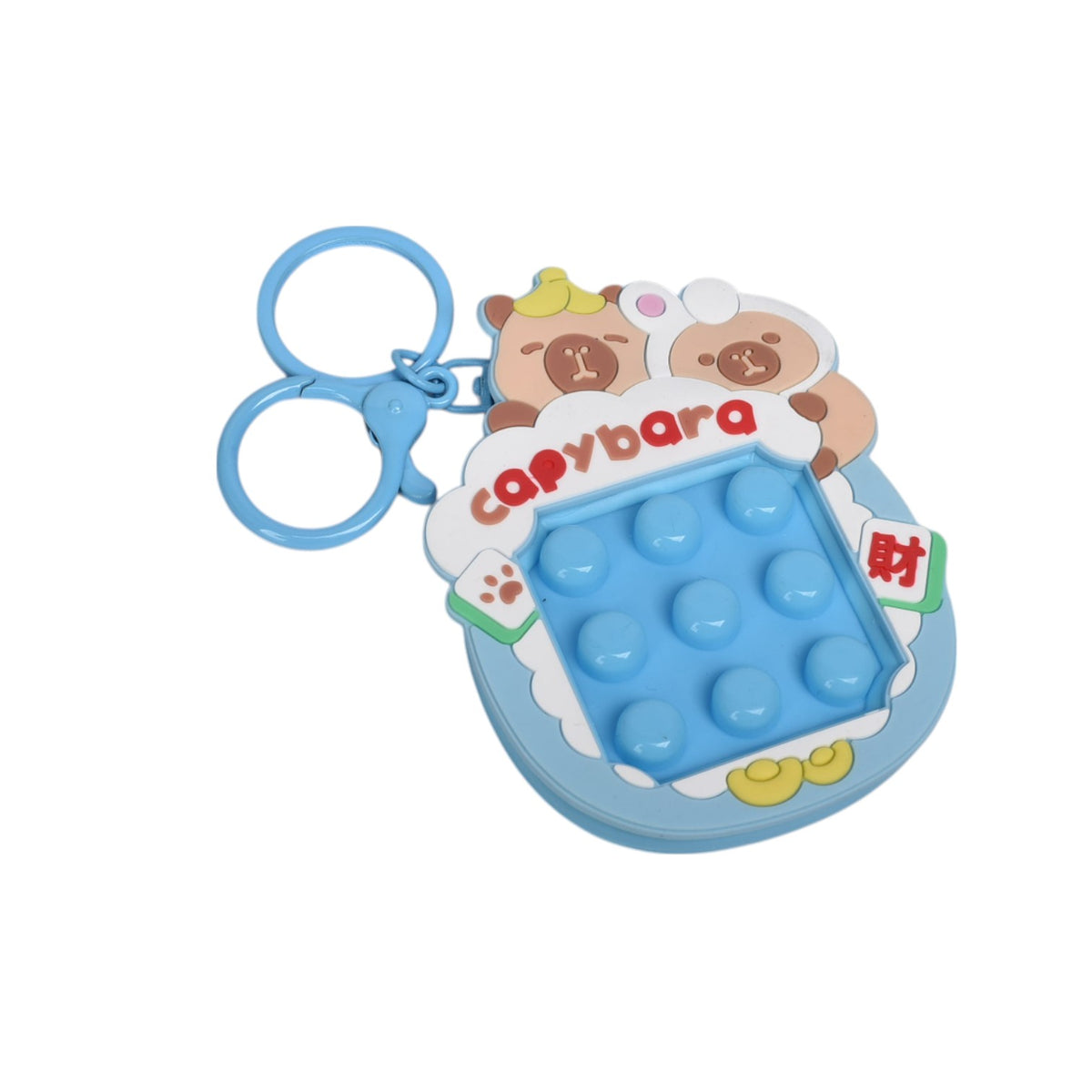 llavero plastico forma de juego azul morado dim:7x7x1