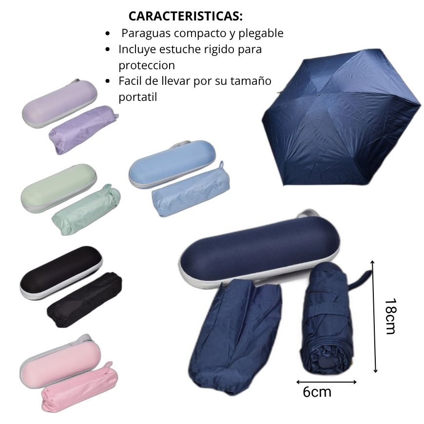 sombrilla con estuche  poliester+metal varios colores dim:17x5x5