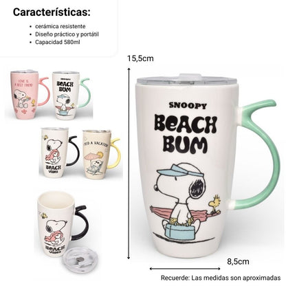 MUG POCILLO CON TAPA PLASTICA PERSONAJE 580ML DIM:8X8X15