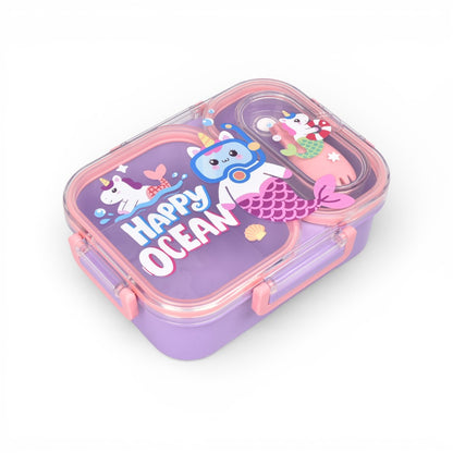 PORTACOMIDA PLASTICO 880ML CON DIVISION Y CUBIERTO DIM:19X14X6