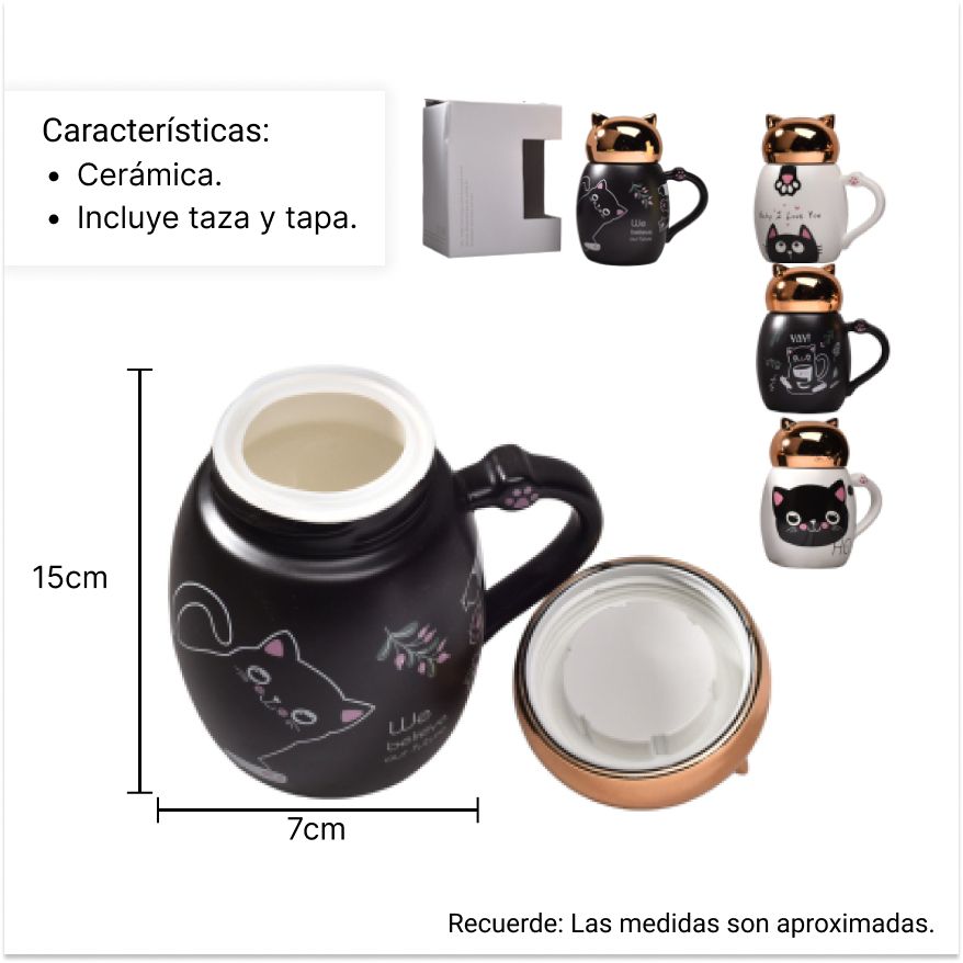 pocillo en ceramica cafe mug vaso dim:8x11x13cm