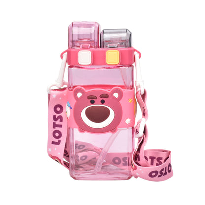BOTELLA DE AGUA 520ML PERSONAJE PLASTICO FUCSIA DIM:19X8
