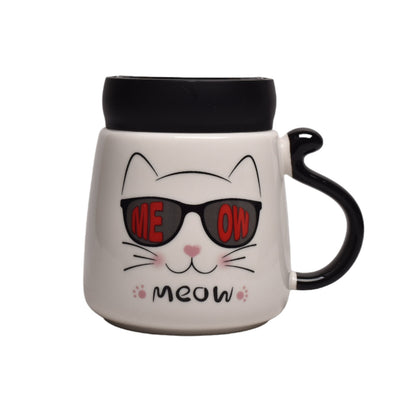 MUG POCILLO CON TAPA FORMA GATOS EN CERAMICA