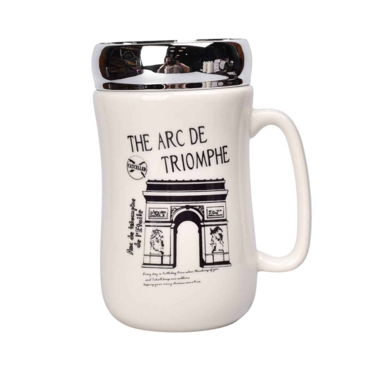 mug pocillo ceramica tapa espejo 450ml