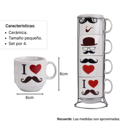 POCILLO CERAMICA X 4 UNIDADES PEQUEÑO