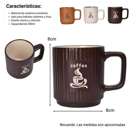 MUG POCILLO CERAMICA 300ML DIM:8X8X9